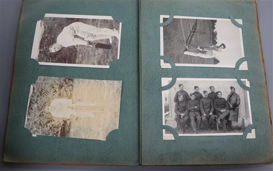 Two albums of postcards including World War I interest, Army, local cricket, early motoring art etc